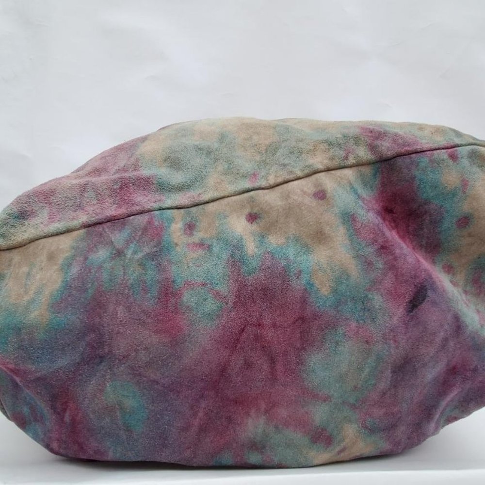 Prada XL suede Leather Bag backpack size tie dyed gray purple pink blue vintage - Picture 6 of 15